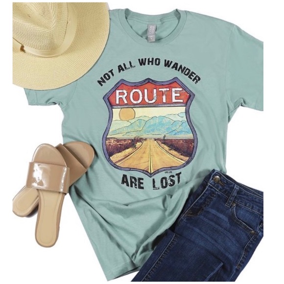 Tops - CLEARANCE Western Not All Who Wander Are Lost Graphic Tee